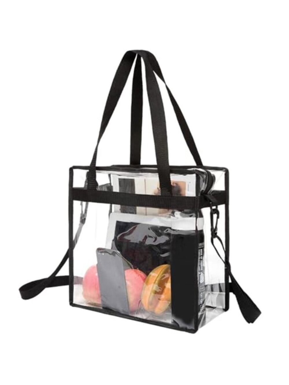 Clear Bags 12x6x12 Stadium Approved Clear Tote Bag with Zipper Closure